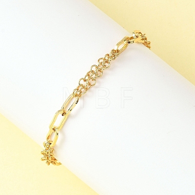 Brass Rolo Chains & Paperclip Chains Bracelets for Women BJEW-JB12779-1