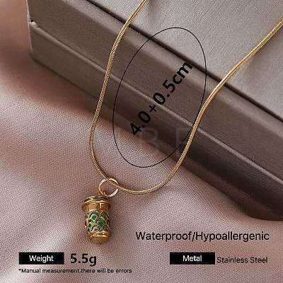 Vintage 304 Stainless Steel Enamel Bottle Pendant Necklaces for Women SV9292-5-1