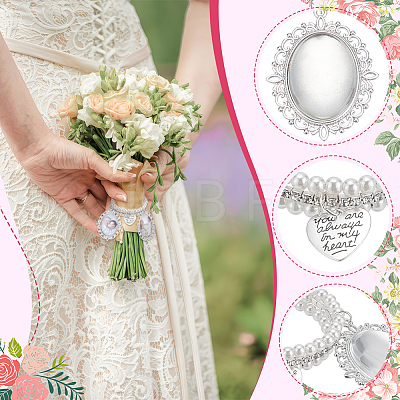 ABS Plastic Imitation Pearl Wedding Bouquet Picture Frame ALRI-NB0001-22-1