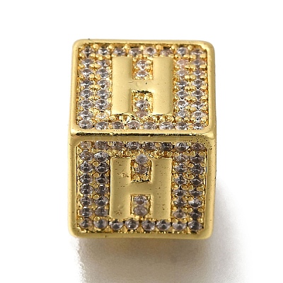 Brass Cubic Zirconia Beads KK-Q818-01H-G-1