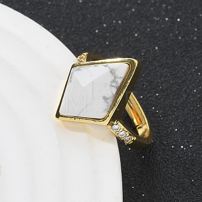 Rhombus Natural & Synthetic Gemstone Finger Rings RJEW-B113-01G-2-1