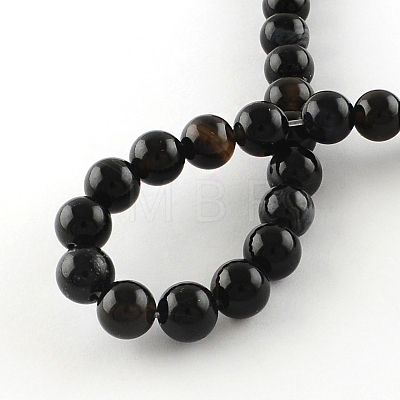 Natural Black Onyx Round Bead Strands G-R198-12mm-1