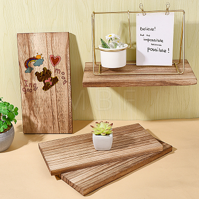 Rectangle Fortune Paulownia Wood Wall Shelf AJEW-WH0709-184A-1