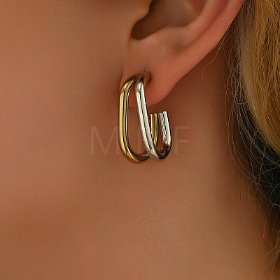 Geometric Outline Design 304 Stainless Steel Double-layer Stud Earrings for Women SL0180-2-1