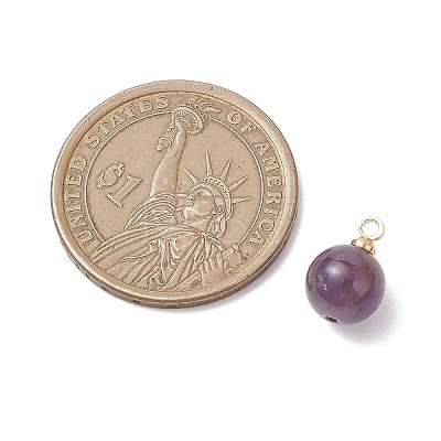 Natural Amethyst & Rose Quartz & Quartz Crystal & Apatite & Green Aventurine Round Charms PALLOY-JF04778-1