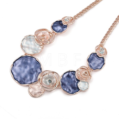 Alloy Colorful Enamel Rose Flower Bib Necklaces NJEW-B113-05-1