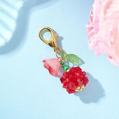 Fruit & Flowers Glass Seed Beads Pendant Decorations HJEW-MZ00407-02-1