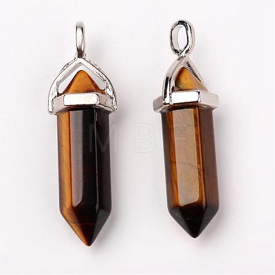 Natural Tiger Eye Double Terminated Pointed Pendants G-F295-05B-1