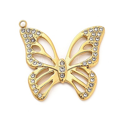 304 Stainless Steel Crystal Rhinestone Pendants STAS-P385-05D-G-1