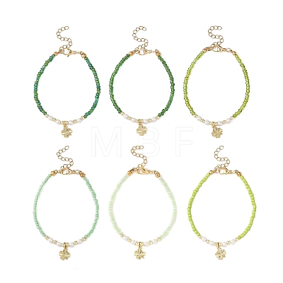 6Pcs Brass Charm Bracelets BJEW-JB12790-1