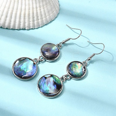 Brass Natural Abalone Shell Dangle Earrings EJEW-F388-01F-P-1