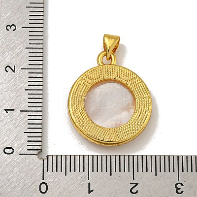 Rack Plating Brass Micro Pave Clear Cubic Zirconia Flat Round Pendants KK-U025-10G-08-1