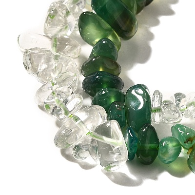 Natural Quartz Crystal/Rock Crystal & Chrysoprase Beads Strands G-L610-B22-01-1