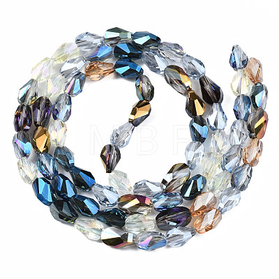 Electroplate Transparent Glass Beads Strands EGLA-S174-24-1