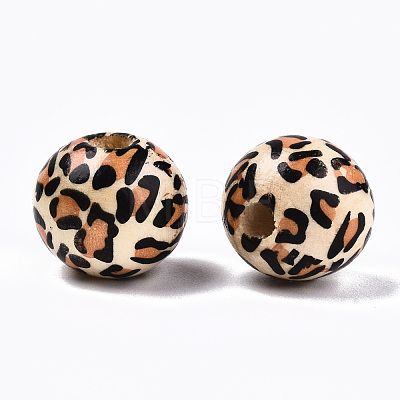 Printed Natural Wooden Beads X-WOOD-R270-05-1