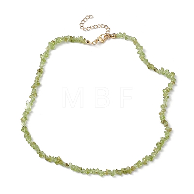 Natural Peridot Chip Beaded Necklace NJEW-JN04616-16-1