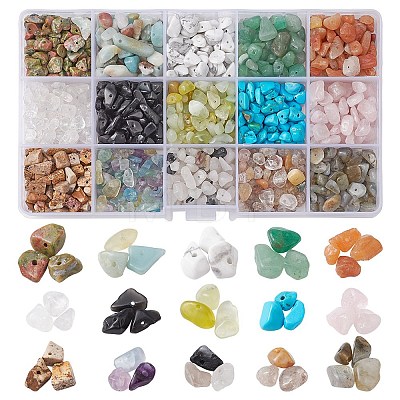 300g 15 Colors Natural & Synthetic Gemstone Beads G-YW0001-04-1