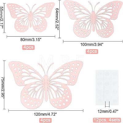 SUPERFINDINGS 4 Set 3D Butterfly Paper Mirror Wall Stickers DIY-FH0002-96-1