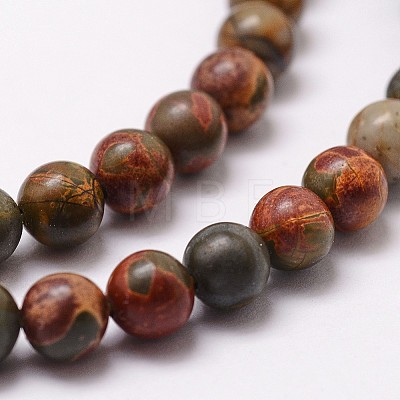 Natural Polychrome Jasper/Picasso Stone/Picasso Jasper Bead Strands X-G-D840-85-4mm-1