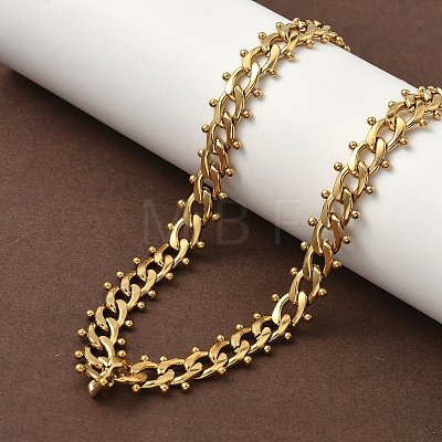 304 Stainless Steel Ball Tassel Cuban Link Chain Necklaces NJEW-K249-22G-1