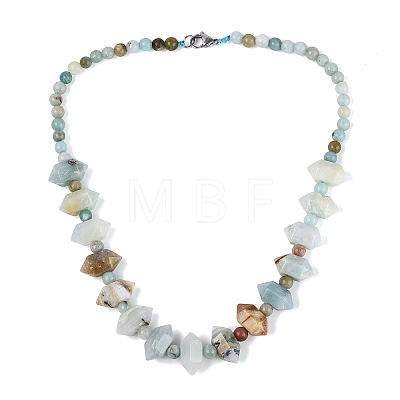 Natural Flower Amazonite Round & Cone Beaded Necklaces NJEW-N064-03J-1