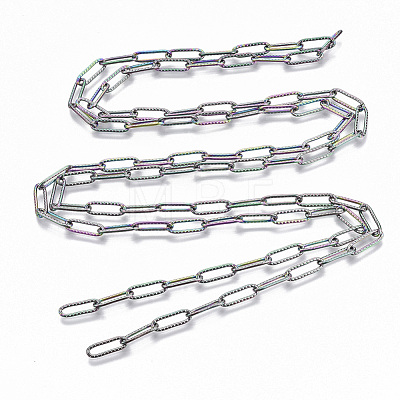 Ion Plating(IP) 304 Stainless Steel Textured Paperclip Chains CHS-S006-JN954-3-1