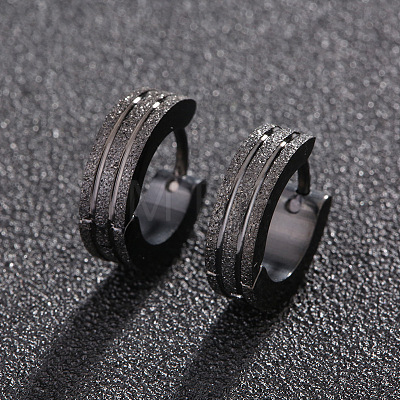 Round Ring 201 Stainless Steel Hoop Earrings FS-WGC3D9D-02-1