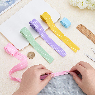 12.5M 5 Colors Printed Cotton Ribbon OCOR-FG0003-30-1