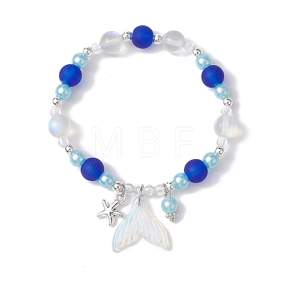 Glass & ABS Plastic Imitation Pearl Beaded Stretch Bracelet BJEW-JB09747-1