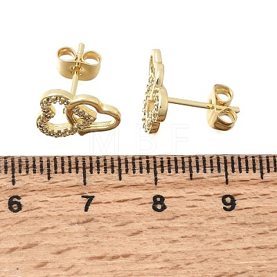 Brass Micro Pave Cubic Zirconia Stud Earrings KK-CBA5B62-01A-G-1