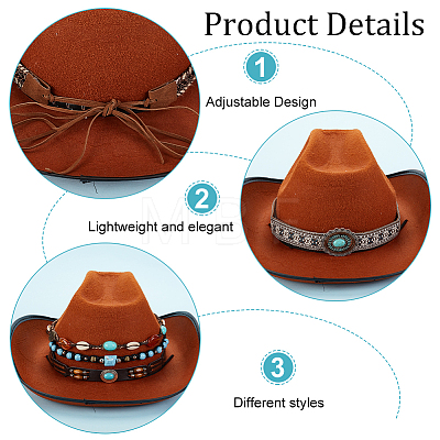 AHADERMAKER 9Pcs 9 Styles Velvet & Imitation Leather Hat Belt FIND-GA0003-20-1