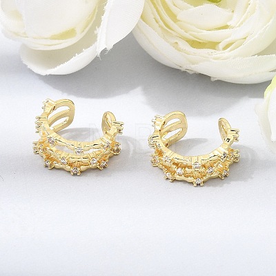 Brass Micro Pave Cubic Zirconia Cuff Earrings for Women CU-CBAE7DF-17G-1