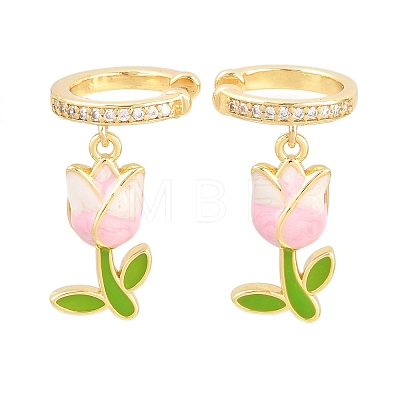 Valentine's Day Brass Clear Cubic Zirconia Cuff Earrings EJEW-Z164-09G-03-1