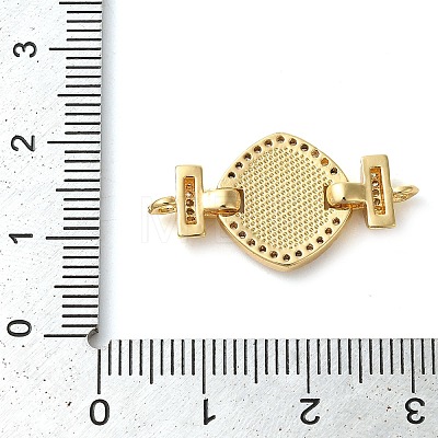 Rack Plating Brass Micro Pave Clear Cubic Zirconia Rhombus Links Connector Charms KK-K385-105G-1