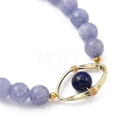 Natural Quartz(Dyed) & Lapis Lazuli(Dyed) Stretch Beaded Bracelets BJEW-JB05426-03-1