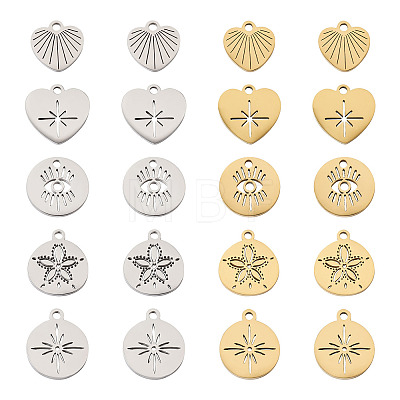  Jewelry 20Pcs 10 Style 304 Stainless Steel Pendants STAS-PJ0001-42-1