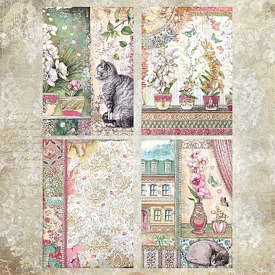 Cat/Flower Pattern Scrapbook Paper X-SCRA-PW0010-22-1