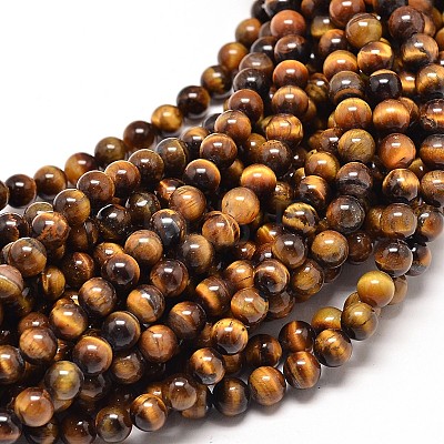 Natural Tiger Eye Round Bead Strands X-G-P072-33-8mm-1