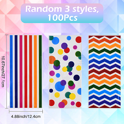 100Pcs 3 Styles Rectangle OPP Cellophane Candy Bags ABAG-WH20001-33-1