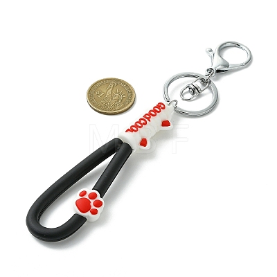 Cat Paw Print PVC & Iron Alloy Lobster Claw Clasp Keychain KEYC-JKC01104-02-1