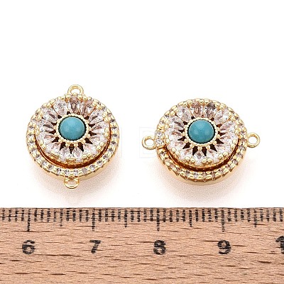 Brass Pave Clear Cubic Zirconia Magnetic Clasps KK-N287-09G-1