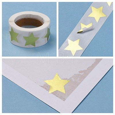 Metallic Foil Star Shape Paper Sticker Labels X-DIY-E023-03-1