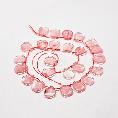 Cherry Quartz Glass Teardrop Beads Strands G-E254-27B-1