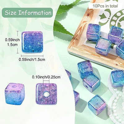 10Pcs Gradient Color & UV Plating Transparent Acrylic Beads OACR-YW0002-25C-1