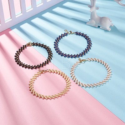 Glass Seed Beads Braided Anklets Set for Women AJEW-AN00465-1