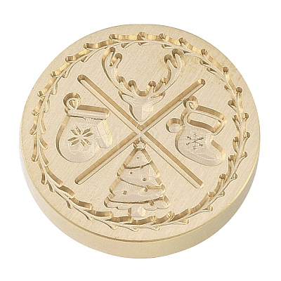 Christmas Series Wax Seal Brass Stamp Head AJEW-M037-01G-28-1