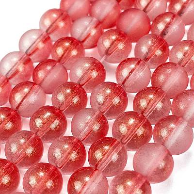 Frosted Transparent Glass Bead Strands GLAA-P065-8mm-06-1