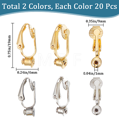 SUNNYCLUE 40Pcs 2 Colors Brass Clip-on Earring Converters Findings KK-SC0004-18-1