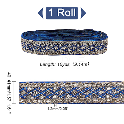 Rhombus Pattern Polyester Ribbon with Paillette OCOR-WH0047-49B-1