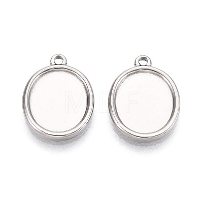 304 Stainless Steel Pendant Cabochon Settings STAS-T067-69P-1
